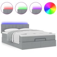 Османска легло с матрак и LED, светлосиво, 140x200 см, плат
