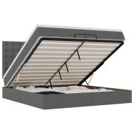 Османска легло с матрак и LED, тъмносиво, 200x200 см, плат