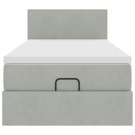 Османска легло с матрак и LED, светлосиво, 90x200 см, кадифе