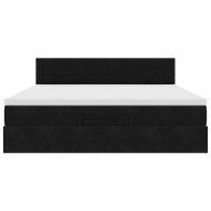 Османска легло с матрак и LED, черно, 160x200 см, кадифе