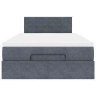 Османска легло с матрак и LED, тъмносиво, 120x200 см, кадифе