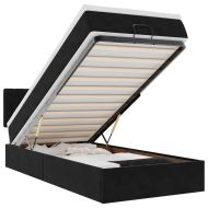 Османска легло с матрак и LED, черно, 100x200 см, кадифе