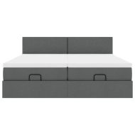 Османска легло с матраци и LED, тъмносиво, 180x200 см, плат