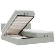 Османска легло с матраци и LED, светлосиво, 180x200 см, кадифе