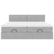 Османска легло с матраци и LED, светлосиво, 180x200 см, кадифе