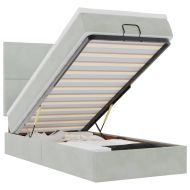 Османска легло с матраци и LED, светлосиво, 90x200 см, кадифе