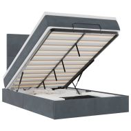 Османска легло с матраци и LED, тъмносиво, 120x200 см, кадифе