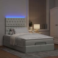 Османска легло с матраци и LED, светлосиво, 120x200 см, кадифе