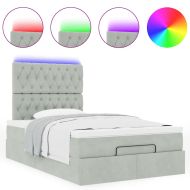 Османска легло с матраци и LED, светлосиво, 120x200 см, кадифе
