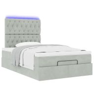 Османска легло с матраци и LED, светлосиво, 120x200 см, кадифе