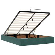 Османска легло с матраци и LED, тъмнозелено, 140x200 см, кадифе