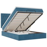 Османска легло с матраци и LED, тъмносиньо, 140x200 см, кадифе