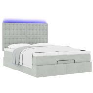 Османска легло с матраци и LED, светлосиво, 140x200 см, кадифе