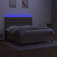 Боксспринг легло с матрак и LED, таупе, 180x200 см, плат