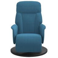 Реклайнер стол с поставка за крака син кадифе
