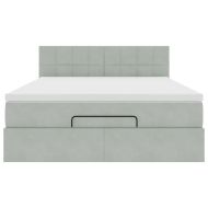 Османска легло с матрак и LED, светлосиво, 140x200 см, кадифе