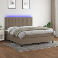 Боксспринг легло с матрак и LED, таупе, 180x200 см, плат