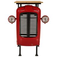 Бар маса трактор червен и кафяв 55x120x107 см манго дърво масив