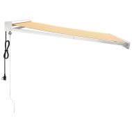 Прибираща се тента жълто и бяло 3x2,5 м плат и алуминий