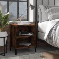 Нощно шкафче с метални крака, опушен дъб, 40x30x50 см