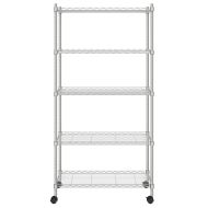 5-етажен стелаж за съхранение с колела 75x35x155 см хром 250 кг