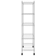 5-етажен стелаж за съхранение с колела 75x35x155 см хром 250 кг
