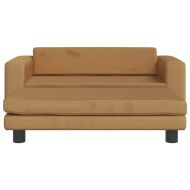 Детски диван с табуретка за крака, кафяв, 100x50x30 см, кадифе