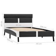 Рамка за легло с LED, сива, изкуствена кожа, 90x200 cм