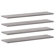 Стенни рафтове 4 бр сив сонома 80x20x1,5 см инженерно дърво