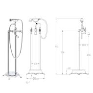 Свободностоящ смесител за вана, инокс, 99,5 см, сребрист