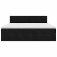 Османска легло с матрак и LED, черно, 160x200 см, кадифе