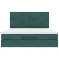 Османска легло с матраци и LED, тъмнозелено, 160x200 см, кадифе