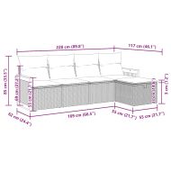 Градински комплект с възглавници, 5 части, сив полиратан