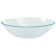 Мивка за баня с кран и сифон, прозрачно закалено стъкло