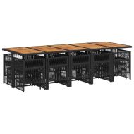 Градински комплект с възглавници 15 части полиратан черен