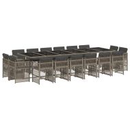 Градински комплект с възглавници 17 части полиратан сив