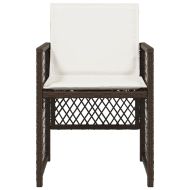 Градински столове с възглавници, 4 бр, кафяви, полиратан