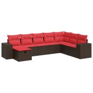 Градински комплект с възглавници, 8 части, кафяв, полиратан