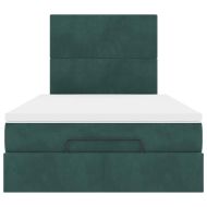 Османска легло с матраци, тъмнозелено, 120x200 см, кадифе