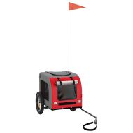 Ремарке за колело за любимци червен и сив Оксфорд плат и желязо