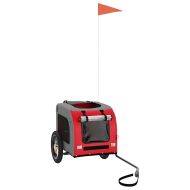 Ремарке за колело за любимци червен и сив Оксфорд плат и желязо