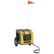 Ремарке за колело за любимци жълт и сив Оксфорд плат и желязо