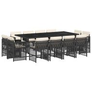 Външен трапезен комплект 13 части с възглавници черен полиратан