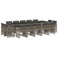 Градински комплект с възглавници 15 части полиратан сив