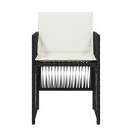 Градински столове с възглавници, 4 бр, черен, полиратан