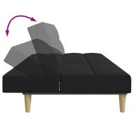 2-местен диван с табуретка, Черен, текстил