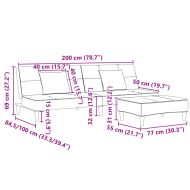 2-местен диван с табуретка, тъмносив, текстил