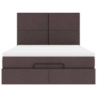 Османска легло с матрак, тъмнокафяво, 140x200 см, плат