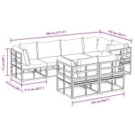 Градински Софа Комплект с възглавница 7 pcs Черно Стомана