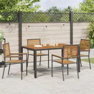Струпваеми градински столове 4 pcs Кафяв и черен
